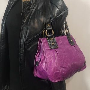 New Ellington Purple & Black Leather Shoulder Bag
